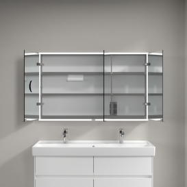 Шафка для ванної Villeroy & Boch My View Now 120x75 см з підсвічуванням алюміній/дзеркало A4561200