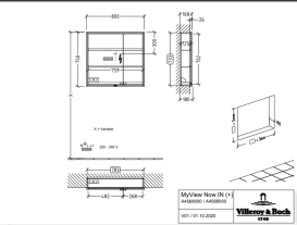 Шкафчик для ванной Villeroy & Boch My View Now 80x75 см с подсветкой алюминий/зеркало A4568000