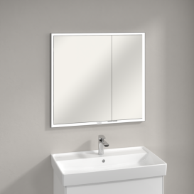 Шкафчик для ванной Villeroy & Boch My View Now 80x75 см с подсветкой алюминий/зеркало A4568000