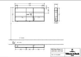 Шкафчик для ванной Villeroy & Boch My View Now 160x75 см с подсветкой алюминий/зеркало A4571600