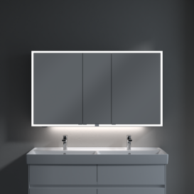 Шкафчик для ванной Villeroy & Boch My View Now 130x75 см с подсветкой алюминий/зеркало  A4571300