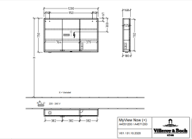 Шафка для ванної Villeroy & Boch My View Now 120x75 см з підсвічуванням алюміній/дзеркало A4571200