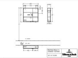 Шафка для ванної Villeroy & Boch My View Now 80x75 см з підсвічуванням алюміній/дзеркало A4578000