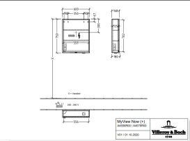 Шкафчик для ванной Villeroy & Boch My View Now 60x75 см с подсветкой алюминий/зеркало A4576R00