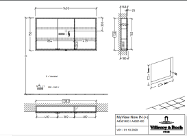Шафка для ванної Villeroy & Boch My View Now 140x75 см з підсвічуванням алюміній/дзеркало A4581400