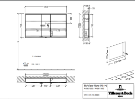 Шафка для ванної Villeroy & Boch My View Now 130x75 см з підсвічуванням алюміній/дзеркало A4581300
