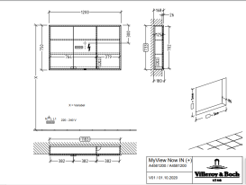 Шафка для ванної Villeroy & Boch My View Now 120x75 см з підсвічуванням алюміній/дзеркало A4581200