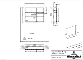 Шкафчик для ванной Villeroy & Boch My View Now 100x75 см с подсветкой алюминий/зеркало A4581000