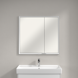 Шафка для ванної Villeroy & Boch My View Now 80x75 см з підсвічуванням алюміній/дзеркало A4588000