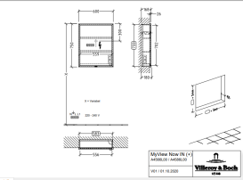 Шкафчик для ванной Villeroy & Boch My View Now 60x75 см с подсветкой алюминий/зеркало A4586L00
