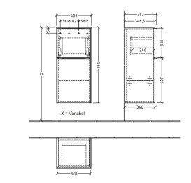 Шафка для ванної Villeroy & Boch Subway 3.0 40х36,2 см петлі зліва ДСП дуб канзас/ручка алюміній глянцевий C59400RH