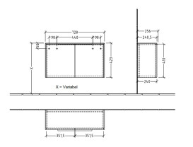 Шкафчик для ванной Villeroy & Boch Subway 3.0 72,8х25,6 см ДСП дуб аризона/ручка алюминий глянцевый C60000VH
