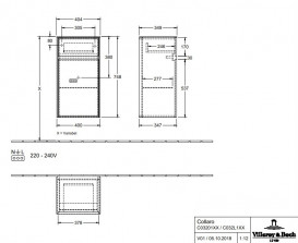 Шафка Villeroy & Boch Collaro 40,4x74,8х34,9 см петлі праворуч з підсвічуванням МДФ чорний матовий лак C032L1PD