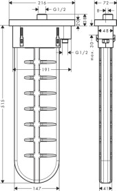 Шланг прихованого монтажу для змішувача на борт ванни Hansgrohe Axor sBox із декоративною накладкою поліроване золото 28017990