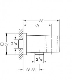 Шланговое подсоединение Grohe Euphoria Cube с держателем суперсталь 26370DC0
