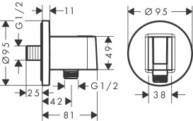 Шланговое подсоединение Hansgrohe Axor ShowerSolutions с держателем шлифованный черный хром 36733340