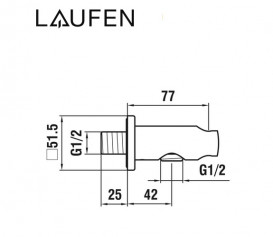 Шлангове під'єднання Laufen з тримачем для душу метал хром HF504773100000