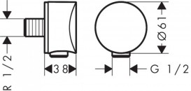 Шланговое подсоединение с клапаном обратного тока Hansgrohe коллекция Fixfit S хром 26453000