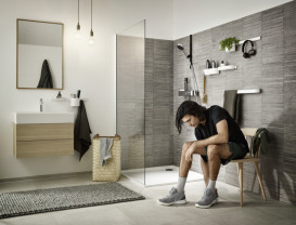 Штанга для душа Hansgrohe WallStoris 70 см метал чорний матовий 27904670