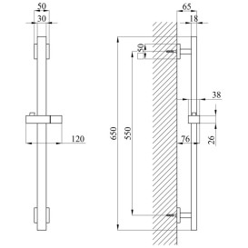 Штанга для душу Kroner KRP Edelstahl Kubus-SCH230 65 см нержавіюча сталь чорний CV034876