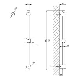 Штанга для душу Kroner KRP Edelstahl Klassisch-ESG230 65 см нержавіюча сталь нікель CV022984