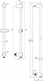 Штанга для душа Ravak 975.01 з рухомим власником і настінним висновком X07P366