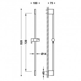 Штанга для душа Tres 82 см сталь 03463701AC