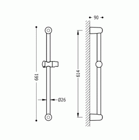 Штанга для душа Tres Eco-tres 614 мм скользящая латунь хром 143835