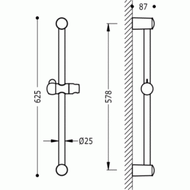 Штанга для душа Tres Luxus 578 мм латунь хром 134835