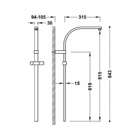 Штанга для душа Tres Over-wall 84,3 см латунь матовое золото 03463506OM