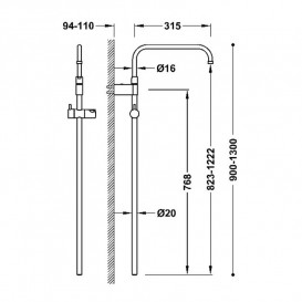 Штанга для душа Tres Over-wall телескопическая 90-130 см латунь матовый белый 03464501BM