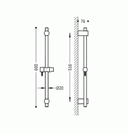 Штанга для душу Tres Practic-Max 516 мм латунь хром 161835