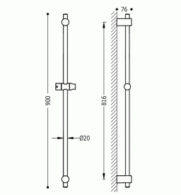 Штанга для душу Tres Practic-Max 816 мм латунь хром 161838