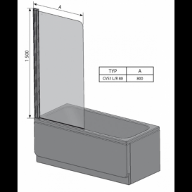 Шторка для прямокутної ванни Ravak CVS1-80 L одноелементна левосторонняя профіль білий скло transparent 7QL40100Z1