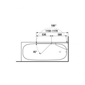 Шторка для ванной Jika Cubito Pure 115х140 см стеклянная левая H2564260026681