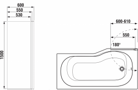 Шторка для ванной Jika Tigo 60х150 см прямая стеклянная левая H2562120026681