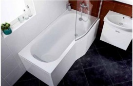 Шторка для ванної Jika Tigo 80х150 см вигнута скляна права H2572110026681