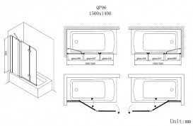 Шторка для ванної Koller Pool Waterfall line QP96 150х140 см права хром/прозоре скло QP96(right) chrome,clear