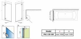 Шторка для ванной Radaway Arta QL PNJ I 30-100 см правая хром/прозрачное стекло 10102500-03-01R