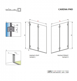 Шторка для ванної Radaway Carena PND 130 ліва прозоре скло / хром 202201-101L