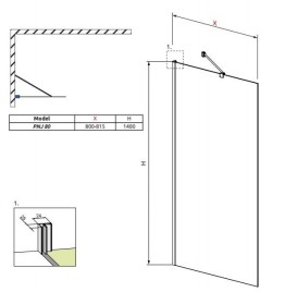 Шторка для ванної Radaway Classic PNJ 80 прозоре скло / хром 211080-001