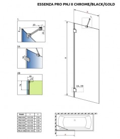Шторка для ванной Radaway Essenza Pro Black PNJ II 50 см черный/прозрачное стекло 10101050-54-01