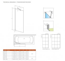 Шторка для ванной Radaway Idea Black PNJ Factory 50 прозрачное стекло/чёрный 10001050-54-55