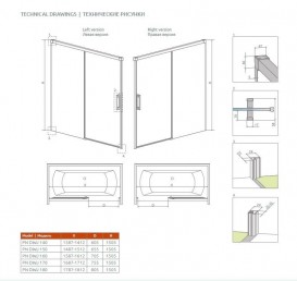 Шторка для ванной Radaway Idea Black PN DWJ 180 правая прозрачное стекло/чёрный 10003180-54-01R