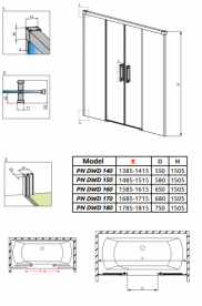 Шторка для ванной Radaway Idea Black PN DWD 140 прозрачное стекло/чёрный 10004140-54-01