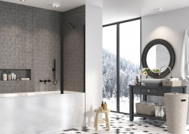 Шторка для ванної Radaway Nes 8 Black PND II 130 R 130х150 см права чорна/прозоре скло 10088130-54-01R