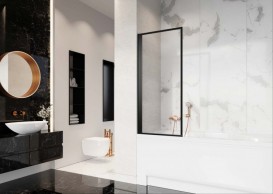 Шторка для ванной Radaway Nes 8 Black PNJ I Frame 90 левая черный/стекло Frame 10061090-54-56L