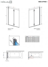 Шторка для ванной Radaway Nes 8 PND I 110 правая хром/прозрачное стекло 10060110-01-01R