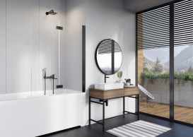 Шторка для ванної Radaway Nes Black PND I 140 права чорний/прозоре скло 10010140-54-01R