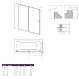 Шторка для ванної Radaway Vesta DWJ 180 напівпрозоре скло фабрик / хром 209118-01-06